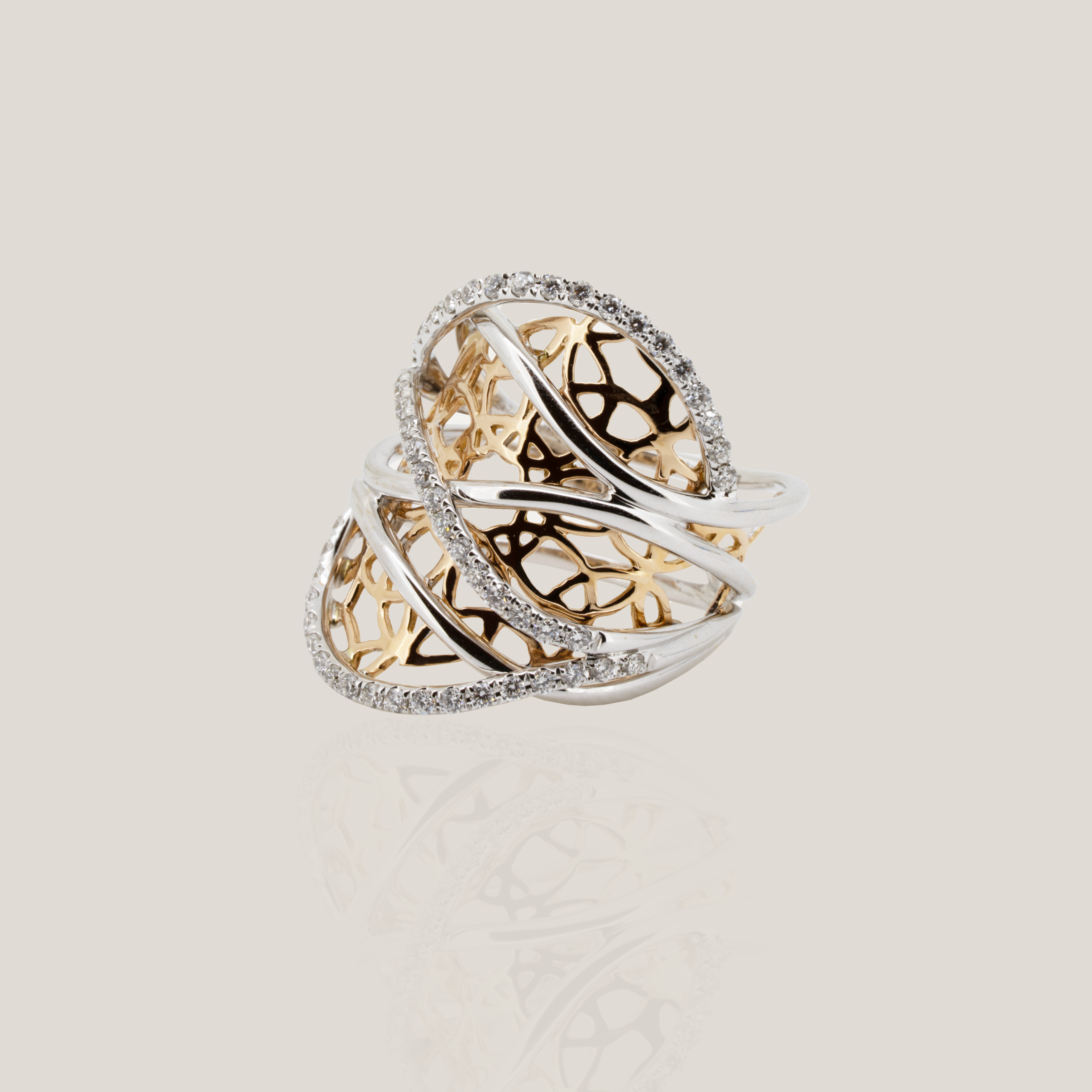 Two Toned Rose and White Gold Diamond Ring