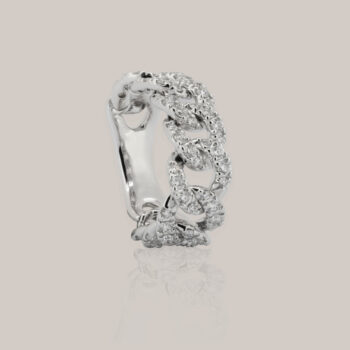 white gold cuban chain and diamond ring