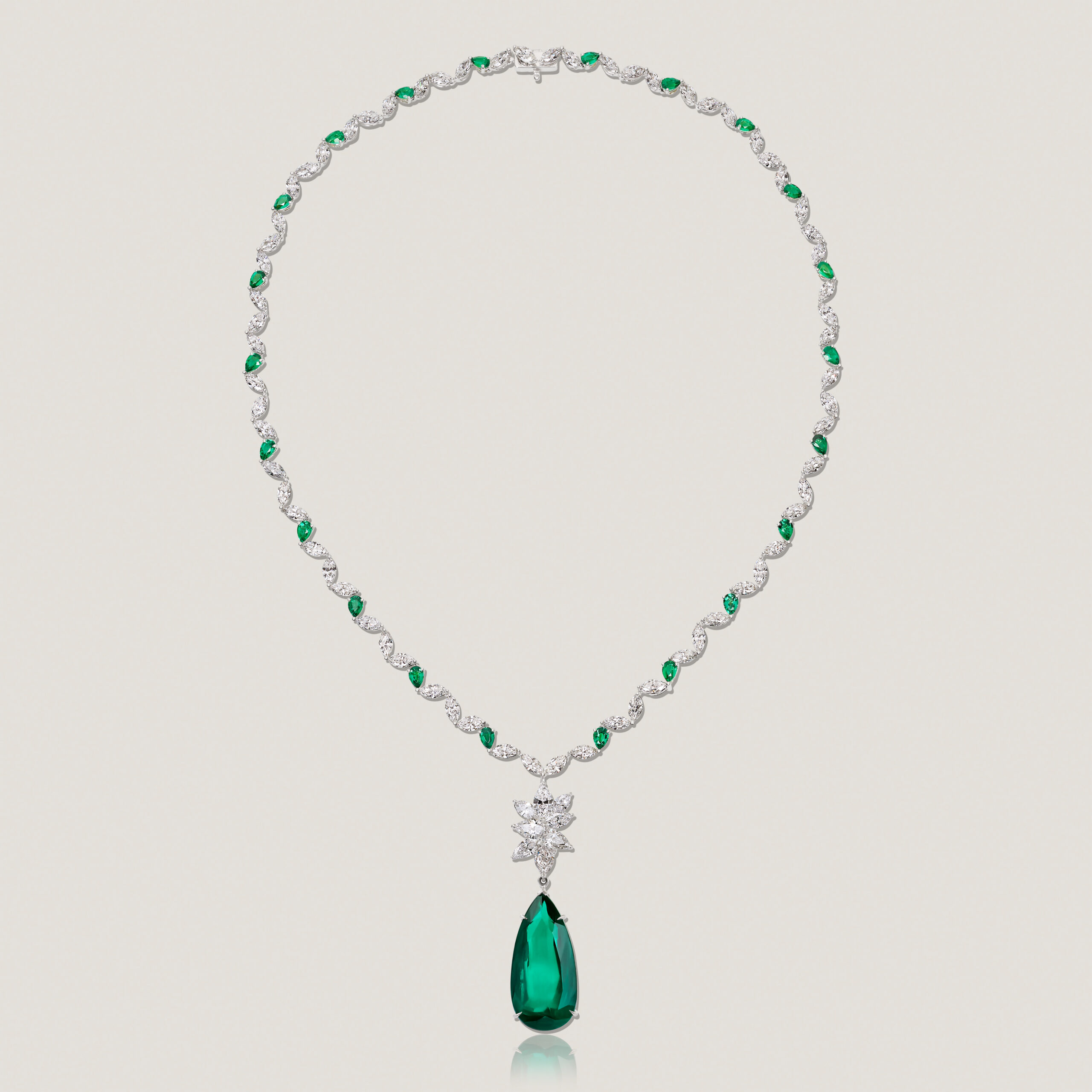 Natural Emerald and Diamond Necklace