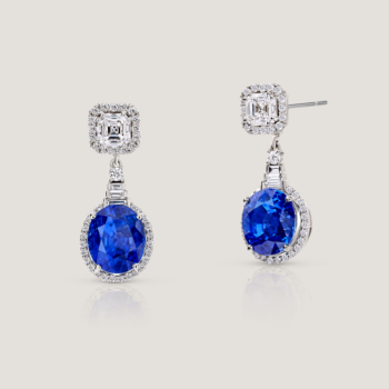 natural unheated blue sapphire and diamond earrings