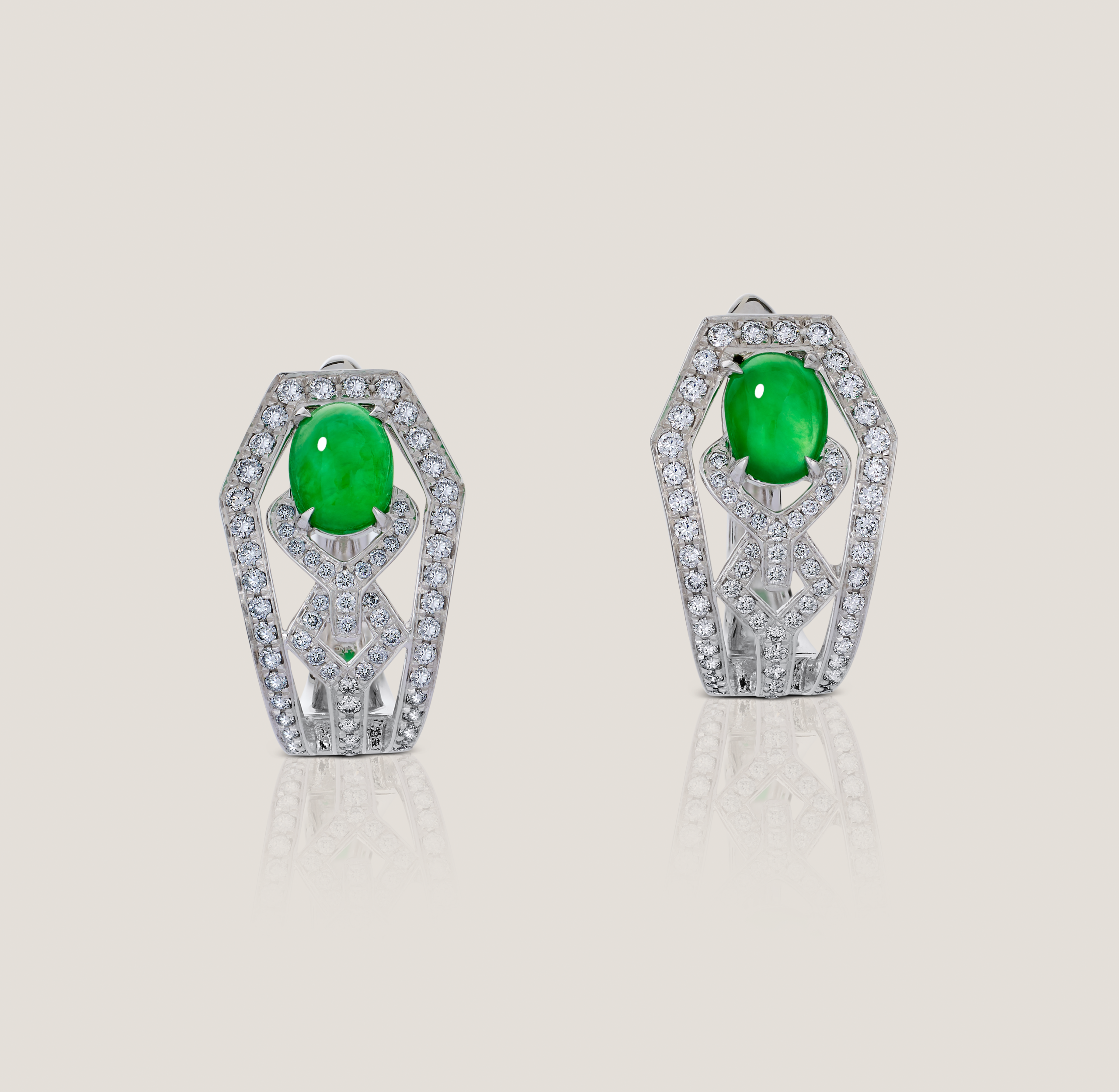 Natural Jade and Diamond Earrings