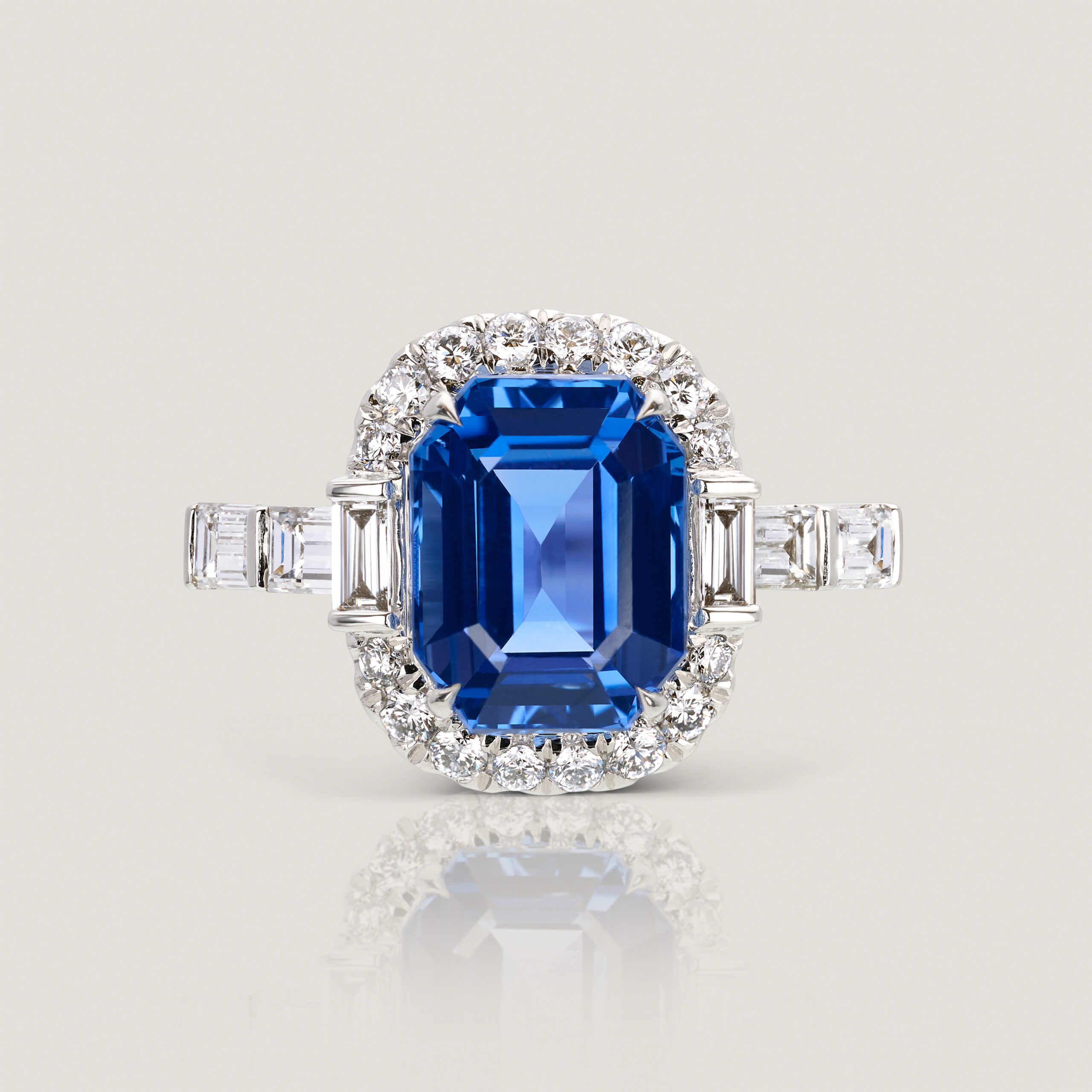 Natural Unheated Sapphire and Diamond Ring