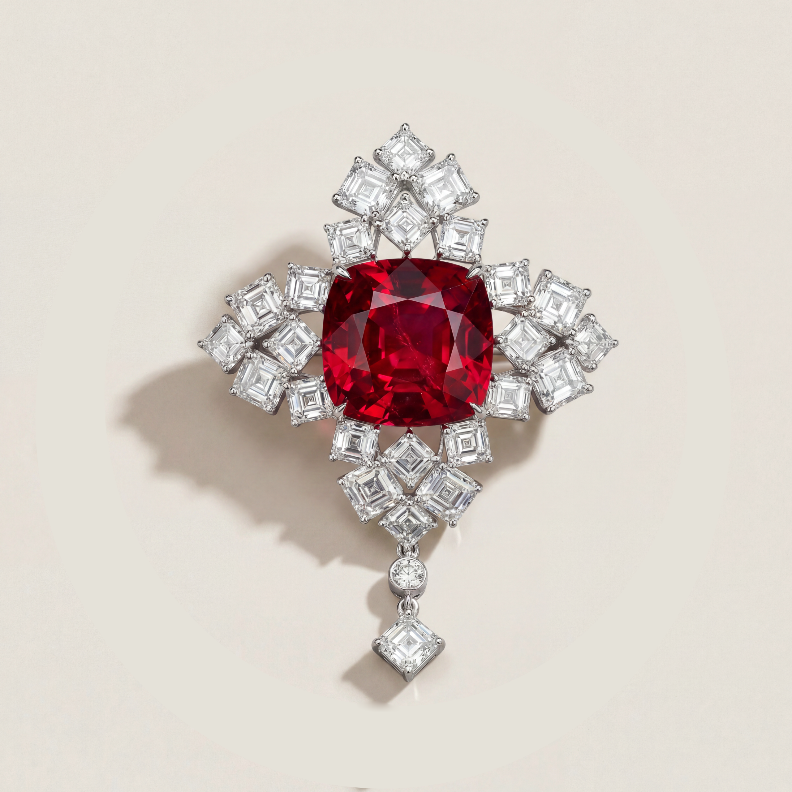 Natural Spinel and Diamond Pendant/Brooch Natural Spinel and Diamond Pendant/Brooch