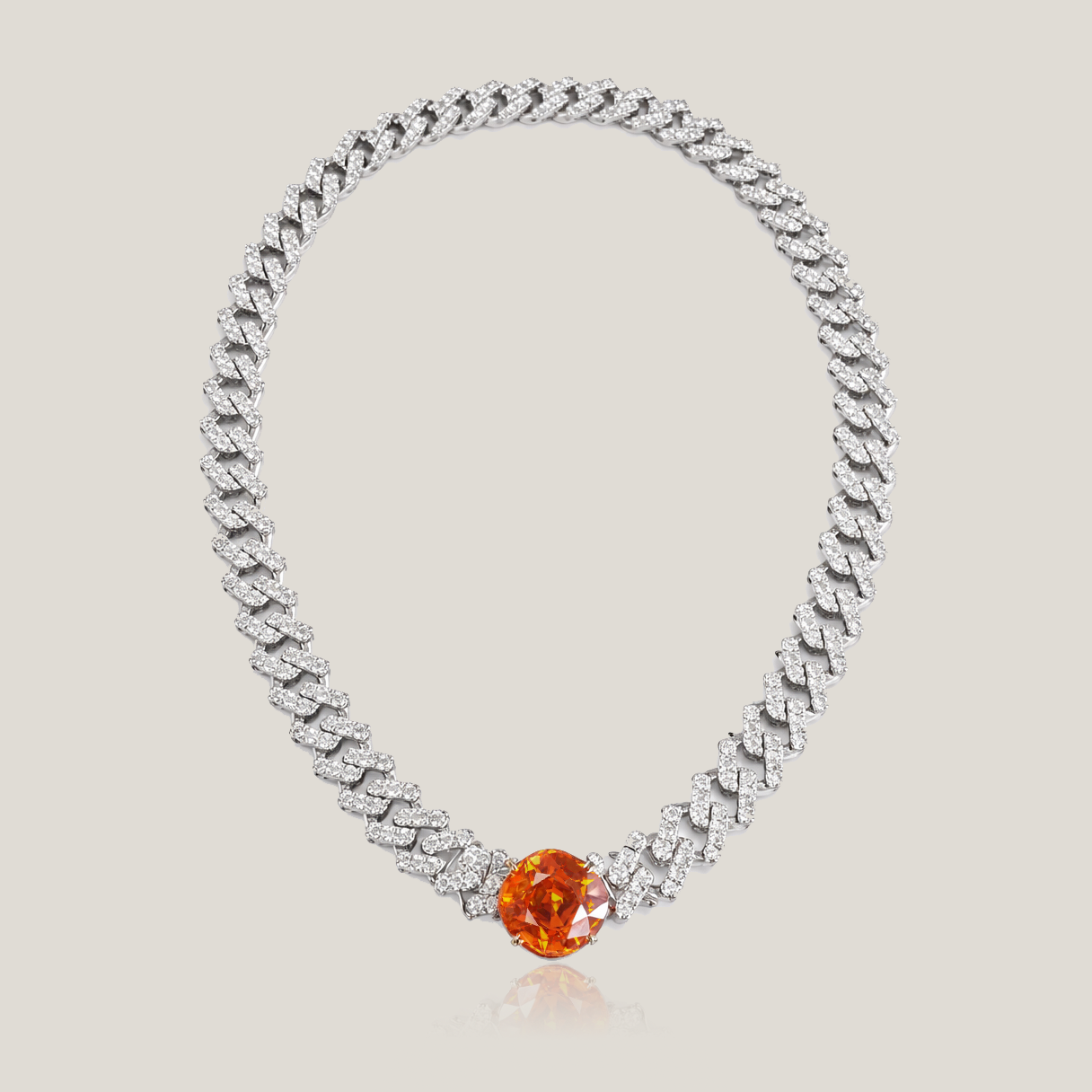 Spessartite Garnet and Diamond Necklace